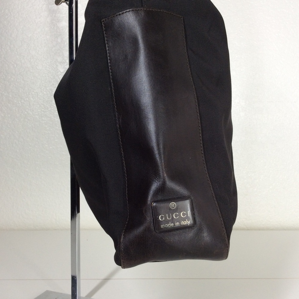 Auth GUCCI Black Nylon Canvas and Leather Tote Shoulder Bag Purse - Picture 3 of 16